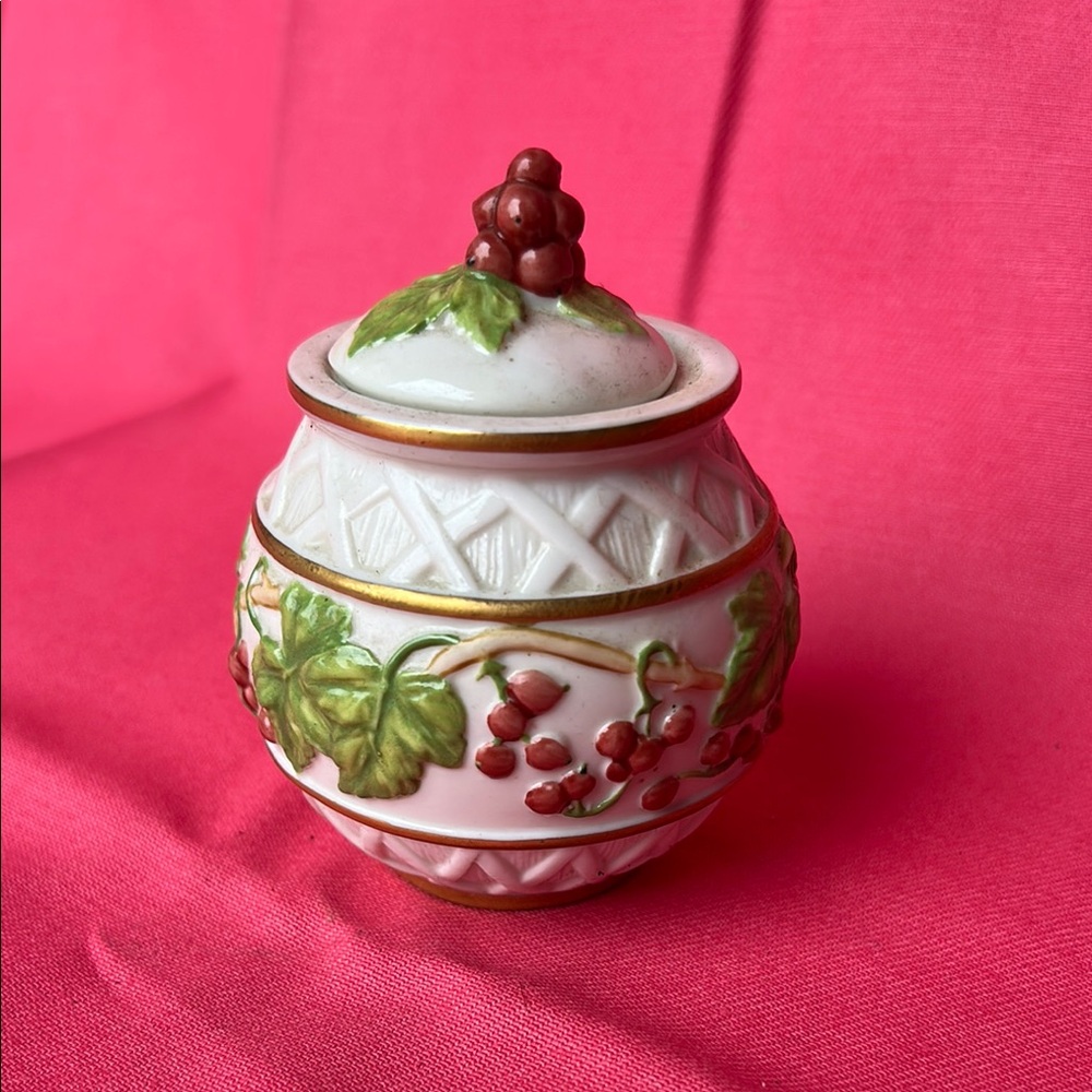 Decorative Ceramic Jar with Berry Design